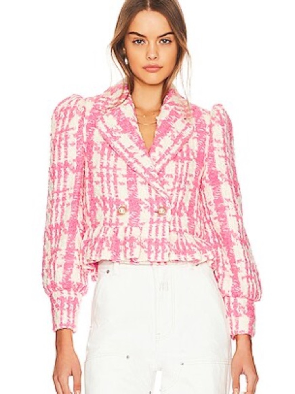 NWT Love Shack Fancy Braelynn Crop Jacket in Majestic Pink Size S